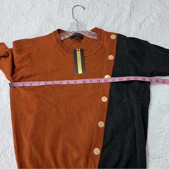 Joseph A. Sweater Women Small Top Sweatshirt Color Block Gold Buttons Split B11 - Picture 4 of 8